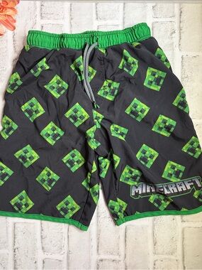Minecraft Kids' Black & Green Swim Trunks